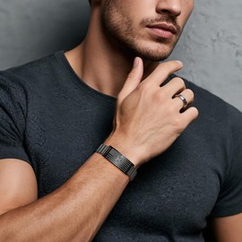 FLHEART Initials Bracelets for Men, American Flag A-Z Capital Letters Stainless Steel Adjustable Bracelet Jewelry Gifts for Men Son Grandson Brother Dad Husband