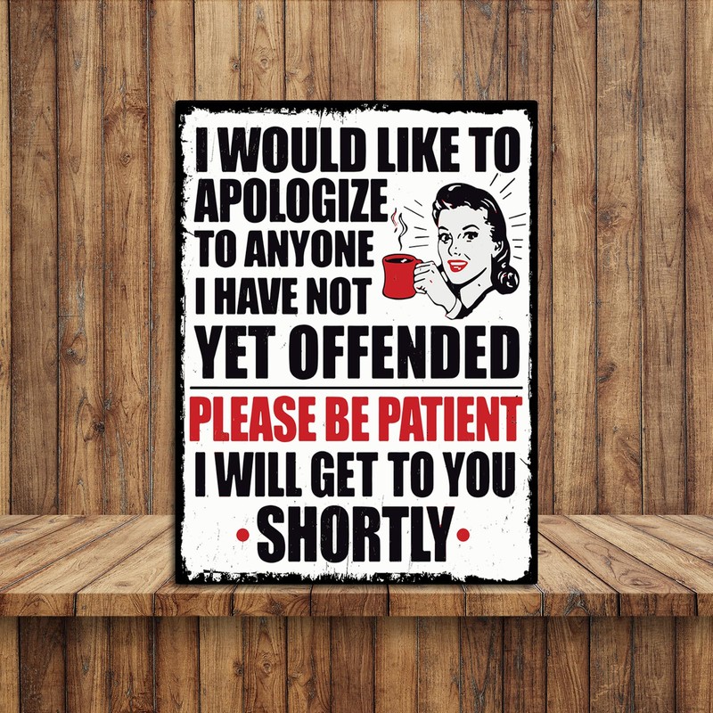 Funny Kitchen Sign Appology Theme Retro style metal tin sign/plaque