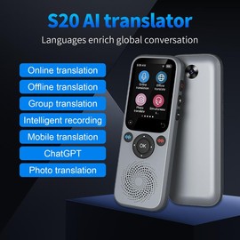 Language Translator Device No WiFi Needed, Instant Voice Translator with ChatGPT, Supports 138 Languages, Real-Time Two-Way AI Translation Device with Online/Offline/Photo Translation, Portable Translator for Travel, Business, Learning connection Audio
