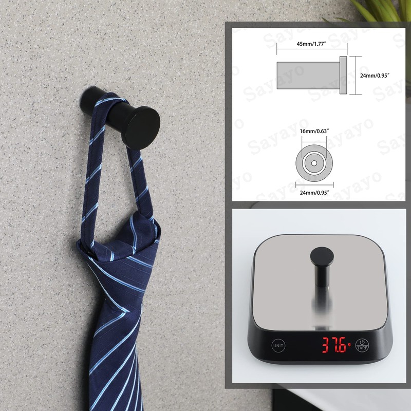 SAYAYO 2PCS Black Coat Hooks Wall Mounted SUS304 Stainless Steel