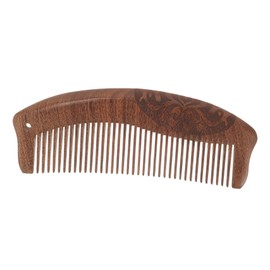 SAFIGLE Natural Wooden Hair Detangling Comb with Decorative Carving Double Sided Sandalwood Massager for Smooth Styling and Scalp Care for Long Thick Hair