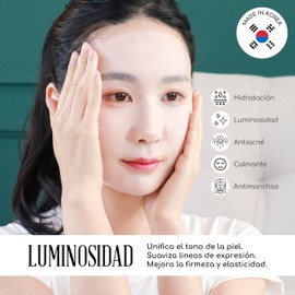 White Happy Mask Korean Anti-Aging Face Mask with Niacinamide, Hydrochloric Acid, Green Tea and Antioxidants Rejuvenates, Gives Elasticity, Unifies the Complexion and Radiates Well