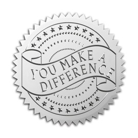 CRASPIRE 2" Gold Foil Sticker You Make A Difference 100pcs Certificate Seals Silver Embossed Round Gold Certificate Seal Stickers for Envelopes Invitation Card Diplomas Awards Graduation