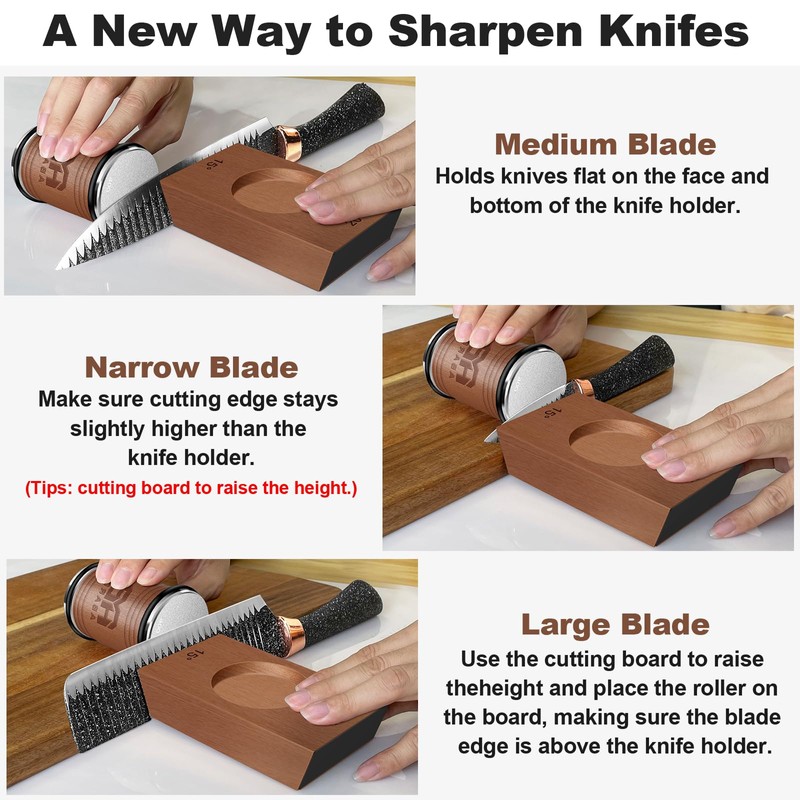 Abardi Rolling Knife Sharpener for Straight Edge, Knife Sharpening with