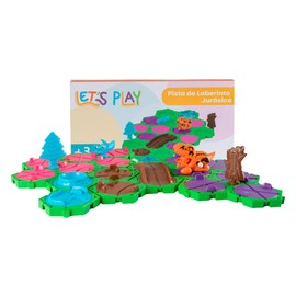 L LET'S PLAY Pista Laberinto de Dinosaurios para Niños | Juego de Mesa Armable Jurásico con 33 Piezas de Diferentes Tamaños | Juguete de contrucción Edad Recomendada 3 años en adelante