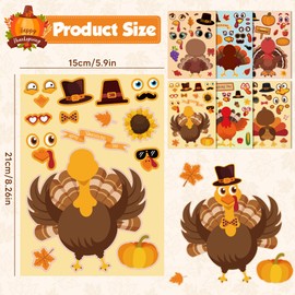 OHOME Thanksgiving Crafts for Kids - DIY Turkey Stickers,Kids Thanksgiving Games Gifts Activities Party Favors Supplies | Make a Turkey Friendsgiving Decorations (24 Sheets)