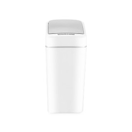 Ninestars 1.85 Gallon Trash Can, Plastic Motion Sensor Trash Can, White, Pack of 1, Durable Fingerprint Proof 7 Liters