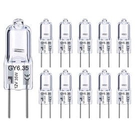 GY6.35 Halogen Light Bulbs 2 Pin 12V 35W T4 Tubular JCD Type GY6.35 Bi-Pin Base Dimmable 2700K Warm White Capsule Bulbs for Pendant Light, Ceiling Lights, Table Light, Cabinet Lights (10 Pack)