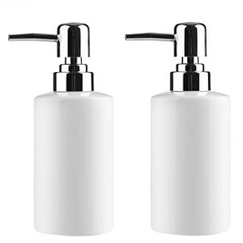 FE Soap Dispenser 300ml/10oz Liquid Soap Pump Dish Soap Dispenser Ceramic Lotion Dispenser for Kitchen Bathroom Washroom (White x 2)