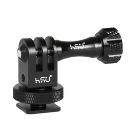 HSU Aluminum Cold Shoe Mount Adapter, 1/4-20 screw hole Tripod Mount Adapter for GoPro Hero 13/12/11/10/9/8/7/6, DJI Osmo Action AKASO, Applicable for Tripod Selfie Stick Monopod and DSLR Camera Flash