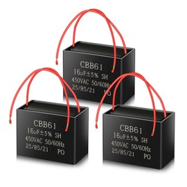 CBB61 ANGEEK 450V AC 16UF 50/60HZ Starter Capacitor, AC Motor Capacitor, Suitable for Ceiling Fan, Fan, Cooker Hoods (Pack of 3)