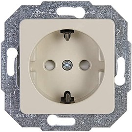 Kopp Europa 1 Single Socket for Household Use, 250 V (16A) IP20 Earthing Contact Socket, Flush-Mounted, Easy Wall Mounting, Arctic White, 113613087
