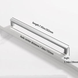 Fanruier 10 Pieces Square Light Gold and Silver Cabinet Door Handle Kitchen Cabinet Drawer Cabinet Furniture Shoe Cabinet Aluminium Alloy Handle (Light Silver, 192 mm)