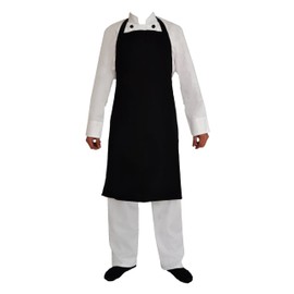 Professional Black Chef Bib Apron 100% Cotton L&G London Uniforms