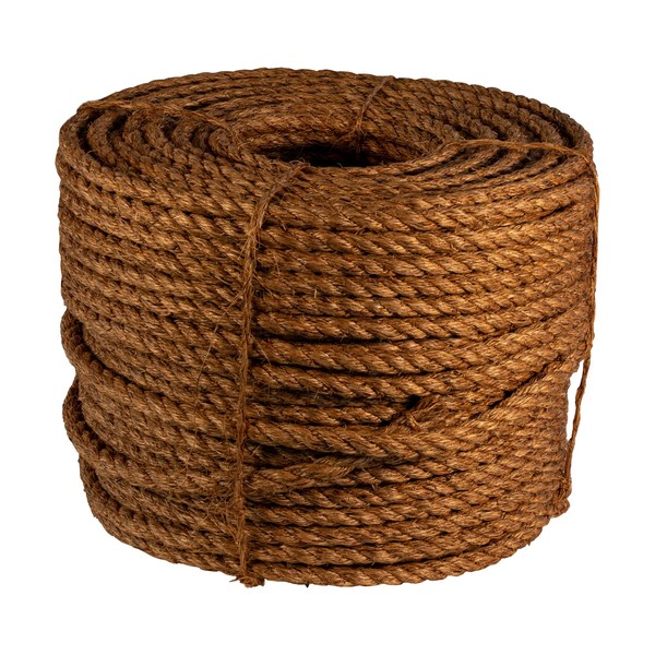 ATERET Twisted Manila Rope I 3 Strand Natural Fiber Rope I 3/8 inch x 100 feet I Multipurpose for Landscaping & DIY Projects