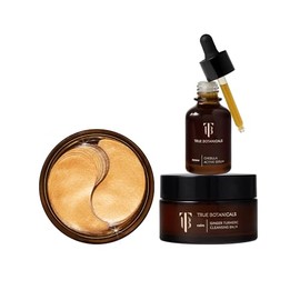 True Botanicals Collagen Boosting Essentials Set |Increase Hydration, Treat Fine Lines & Wrinkles | Contains Ginger Turmeric Cleansing Balm, Chebula Active Serum, & Chebula MultiCorrective Eye Patches