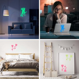 Glow in the Dark Stickers, Set of 6 Glow in the Dark Stickers, Roses Couples, Luminous Stickers, Cute 3 Colors for Switches, Luminous Stickers, Wall Stickers, Glow in the Dark DIY Switch Stickers, Removable, Glow in the Dark Wall Decor for Home Decor Kid