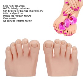 1 Pair Silicone Foot Model, Nail Art Training Display Fake Half Foot Model Pedicure Practice Silicone Foot Model (Medium Skin Color)