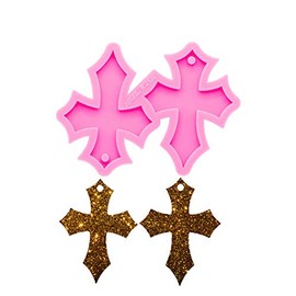 Shiny Glossy Cross Shape Earrings Mold Resin Silicone Keychain Mold for DIY Epoxy Resin Handmade Jewellery Making Craft, Size S