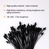 120 Pcs Push Mount Zip Ties in 6 Assorted Sizes,Black