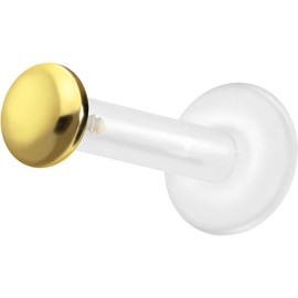 PIERCINGLINE PTFE Labret with Internal Thread Titanium Attachment Screw Disc Flat Piercing Lip Nose Ear Helix Tragus Medusa Choice of Colours and Sizes, PTFE / titanium (grade 23)