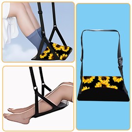 Muemigai Airplane Footrest Adjustable Feet Rest for Plane Travel Easy to Use Foot Hammock Airplane Travel Essentials Portable Light Leg Hammock for Plane Travel Accessories for Adult(Sunflower)