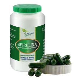 VITAIDEAL VEGAN® Spirulina (Spirulina platensis, Arthrospira platensis), 120 vegetable capsules, 550 mg each, purely natural, without additives.