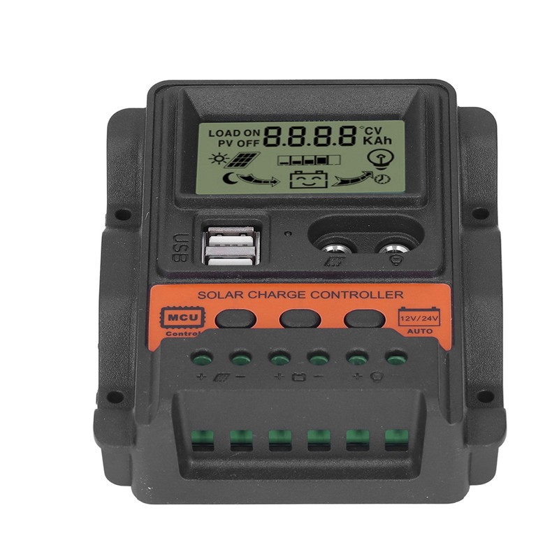 Solar Charge Controller LCD Display 2 USB Output PWM Panel