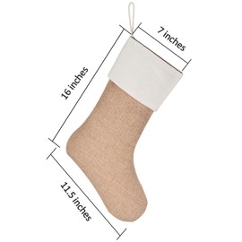 Sunshane Burlap Christmas Stockings Xmas Fireplace Hanging Stockings Decoration Stockings for Christmas Decoration DIY Craft (Flaxen, 8)