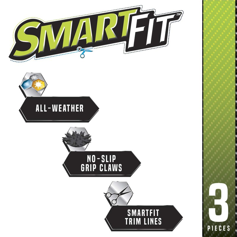 SMART FIT 79930 3-Piece Black Rubber Truck Floor Mat Set