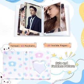 KeCool Kpop Photocard Binder, 3 Inch Kpop Photocard Holder, Mini Photo Album, Kpop Album, Love Heart Hollow Kpop Binder, 40 Pockets Photo Card Binder Holder with Lovely Pendant for Photo Collection