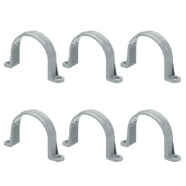 PATIKIL 2 Inch Plastic Conduit Clamp, 6 Pcs PVC Pipe Strap 2 Holes Conduit Strap Plastic Pipe Supports for PVC Pipes Conduit Cables, Gray