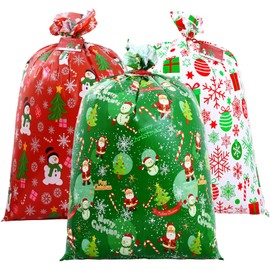 Large Christmas Gift Bags,3 Pack 36" x 44" Extra Large Christmas Gift Bag with Tag & Tie,Jumbo Gift Bag,Christmas Giant Gift Bags,Huge Plastic Gift Bags for Xmas Party Favors Supplies Gift Wrapper
