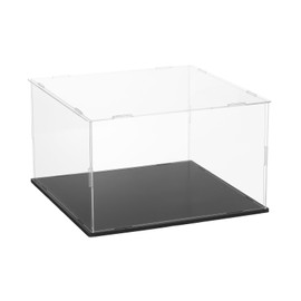 sourcing map Acrylic Clear Display Case for Collectibles Self-Assemble Display Boxes with Black Base Dustproof Countertop Storage Box for Collectibles Action Figures, 9.8 x 9.8 x 5.9 Inch
