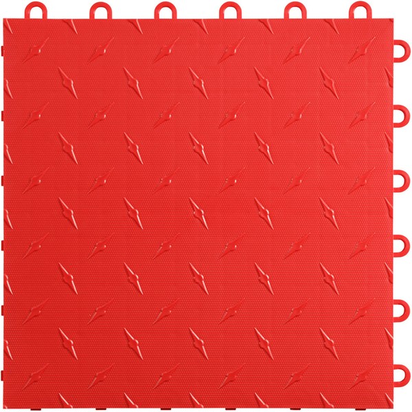 Speedway Garage Floor Diamond Tile, 12 x 12-Inch, Red, 50-Piece Set