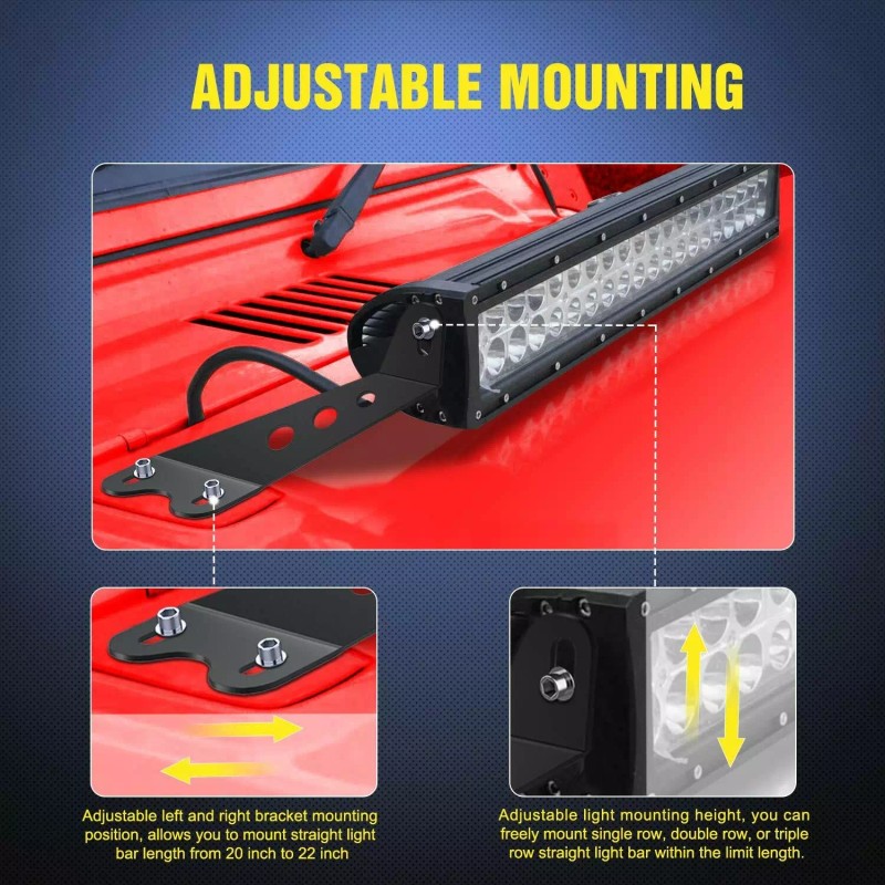 Nilight 2PCS Hood Mounting Brackets for 07-16 Jeep Wrangler JK