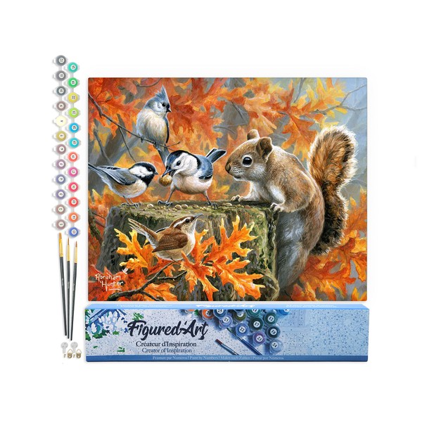 Figured'Art Paint by Numbers for Adults Mischievous Squirrel 40x50cm - Craft Art Painting DIY Kit Rolled Canvas Without Frame
