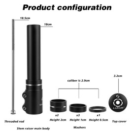 Jupsk Bike Stem Riser, Bicycle Handlebar Stem Extender Handlebar Raiser Adapter for 1-1/8’’28.6mm Bike Hand Up Adapter Extender Device for Mountain Bike, Road Bike, MTB, BMX