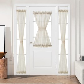 Treatmentex Sidelight French Door Curtains 72" Length Long Natural Side Front Door Curtain Panels, 25" Wx72 L 2 Panels