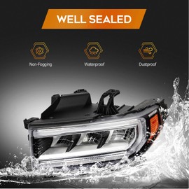 LBRST Headlight Assembly Compatible with 2020-2023 for GMC Acadia Chrome Housing Amber Reflector Driver Side Headlamp 84902387 GM2502506