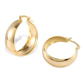 ALEXCRAFT Thick Earrings Gold Silver Hoop Earrings Square 14K Chunky Golden Earrings Women's Gift for Women Girlfriend Mum Girls, Brass, No Gemstone