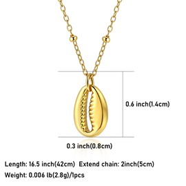 SKENUDY Shell Necklace for Women Boho stainless steel waterproof Beach 14K Gold Chain Charm Necklace Trendy Summer Ocean Jewelry