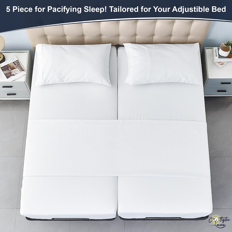 Cottington Lane Split Queen Sheets Sets for Adjustable Bed, Premium