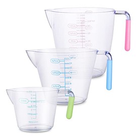 3Pack Plastic Measuring Jugs 1 Litre, Measuring Cups Plastic Jug for Baking, Jam Maker, Rice Measuring, Pouring jug, Accurate Scale 200ml/400ml/900ml