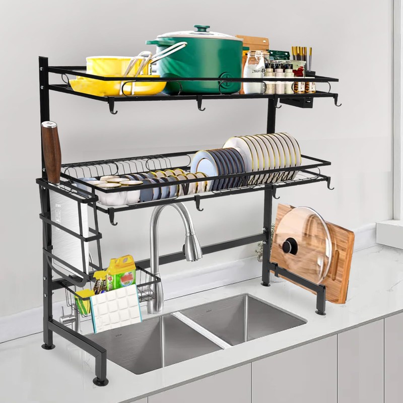 Over The Sink Dish Drying Rack, 2-Tier Multifunctional Over The