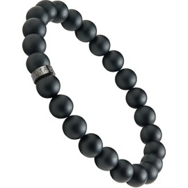 LUXAR Men’s Black Onyx Stone Bead Bracelets | Matte Black 8mm Stone | Minimalist, Designer Jewelry for Men (Black, Medium)