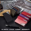 Waylipun Business Card Holder, Professional PU Leather & Stainless Steel
