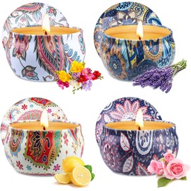 Candles Gift Set for womem, 4 Pack Aromatherapy Candles for Home Scented, Long Lasting Soy Candle Lavender Candle Birthday Chrismas Gifts for Women Mom Bath Spa Yoga Candles