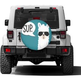 Funny Llama Spare Tire Cover Dust-Proof Wheel Tire Cover Fit Trailer, RV, SUV and Many Vehicle 17 Inch