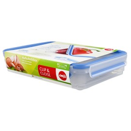 Emsa 509040 Clip & Close Food Box System with Lid 1.65 litres Transparent/Blue